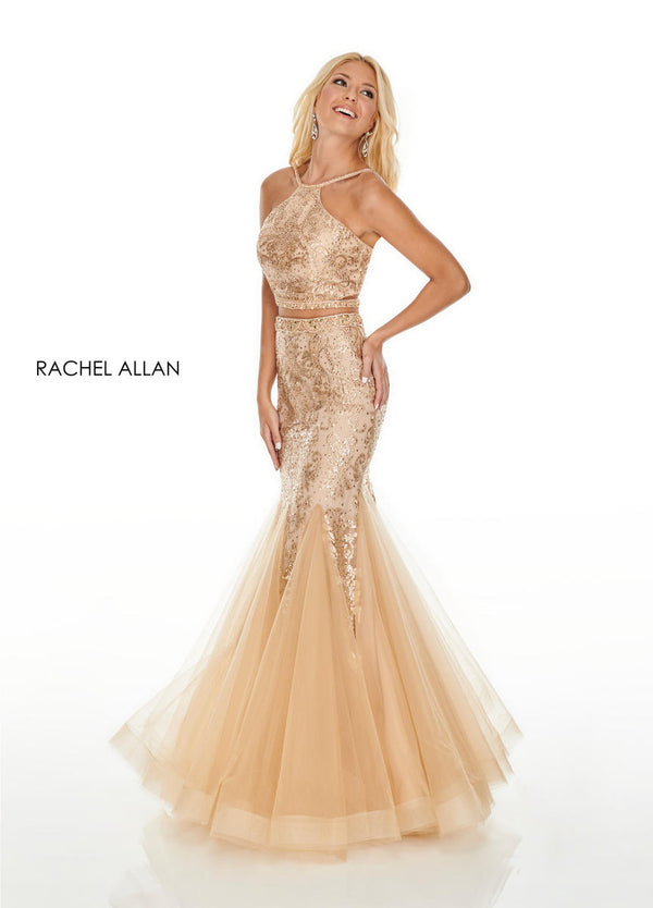 Rachel Allan 7057 Deep Champagne 2 Piece Mermaid Dress Rachel Allan
