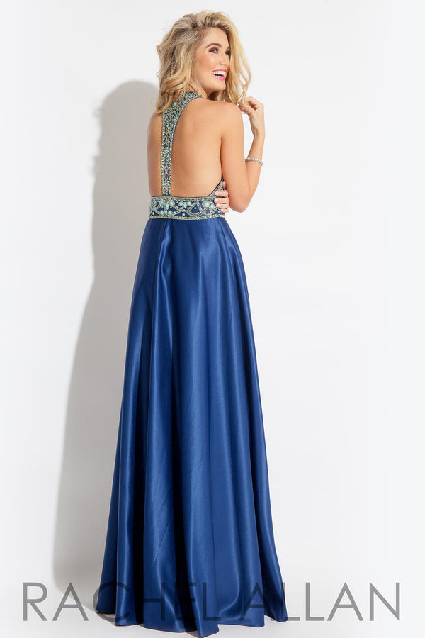 Rachel Allan 7208 Navy Blue Slim A-Line Dress Rachel Allan