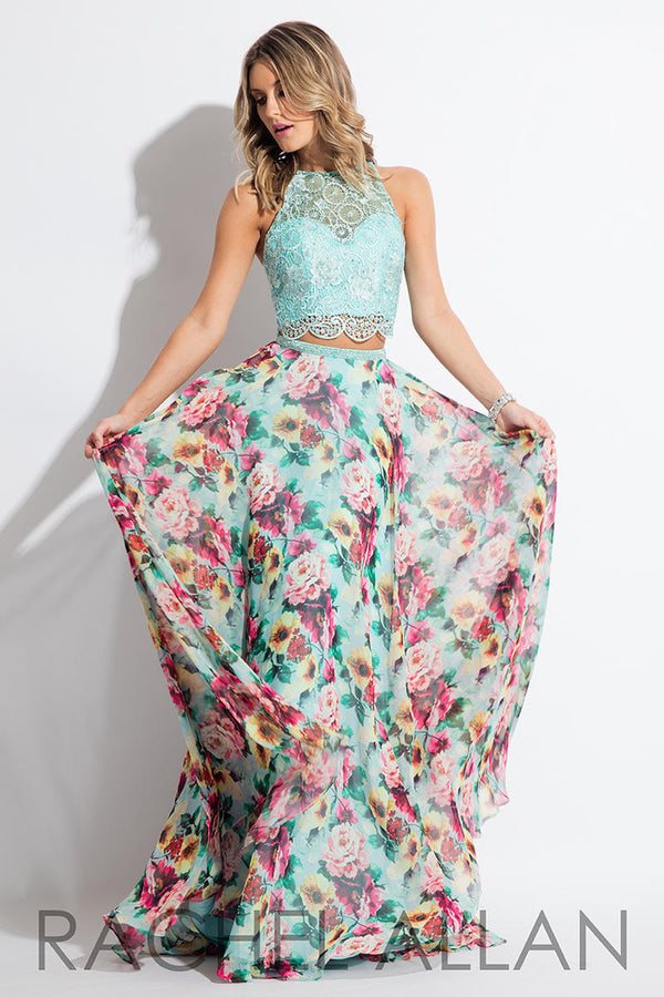 Rachel Allan 7650 Mint Floral 2 Piece Dress Rachel AllanÂ