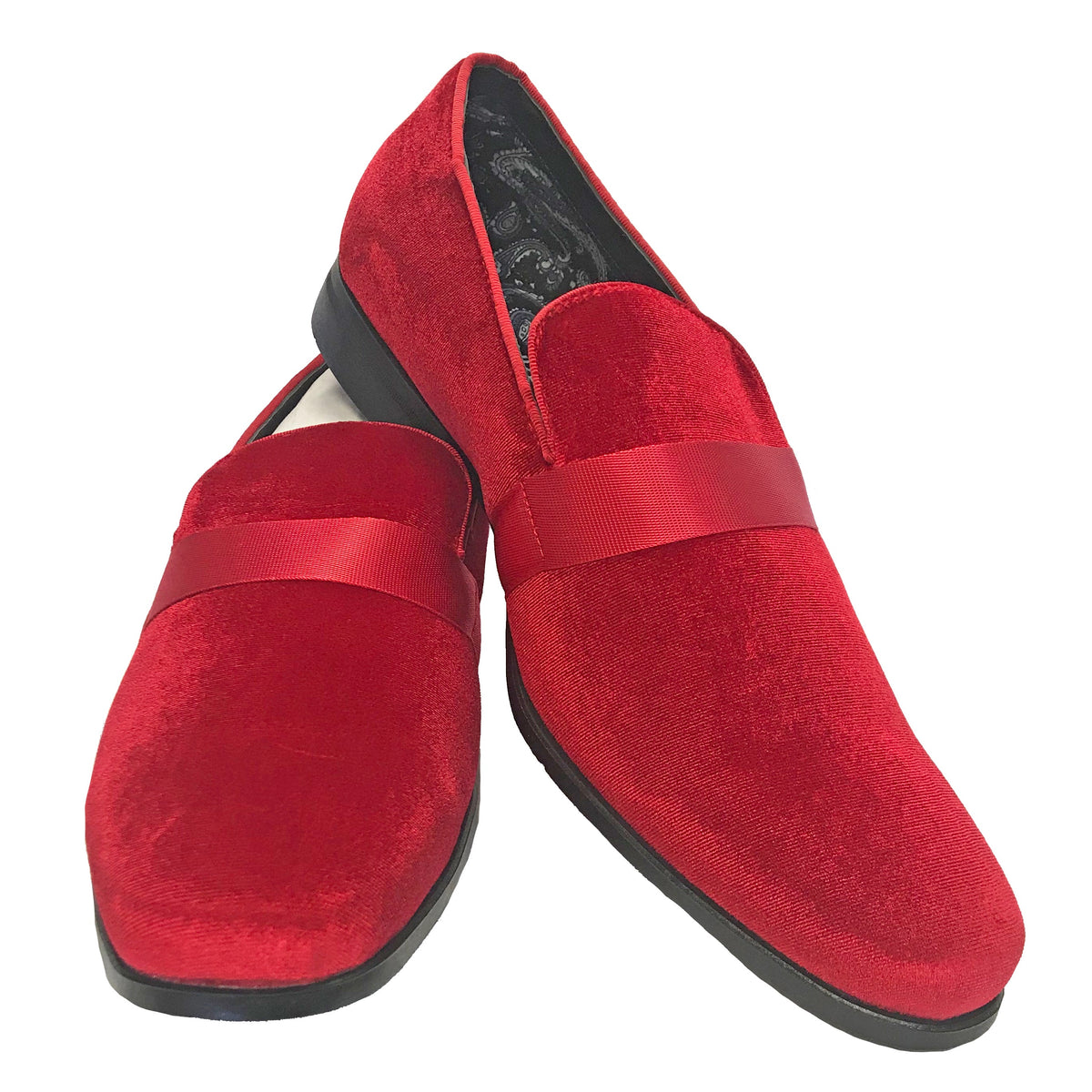 Z . Vaughn Red Mens  Loafers Prince Velvet Loafer // Red main image 3
