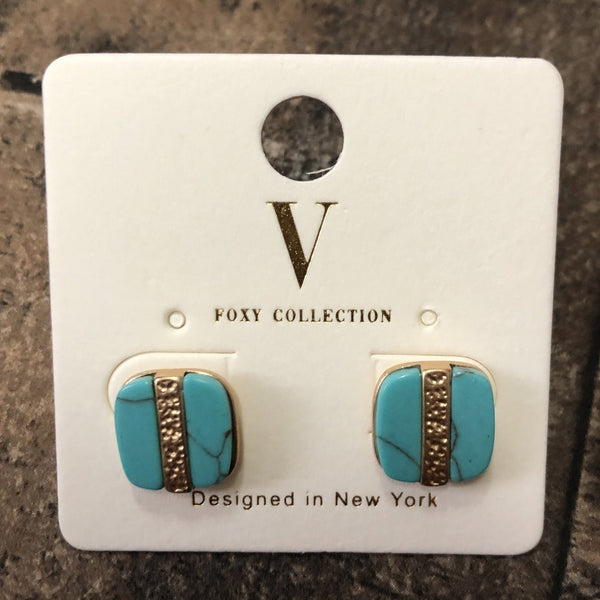 Riley Turquoise & Gold Stud Earrings Not specified
