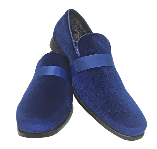 New Men's Royal Blue Velvet Fashion Shoes