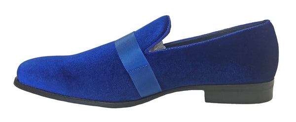 New Men's Royal Blue Velvet Fashion Shoes Couture 1910