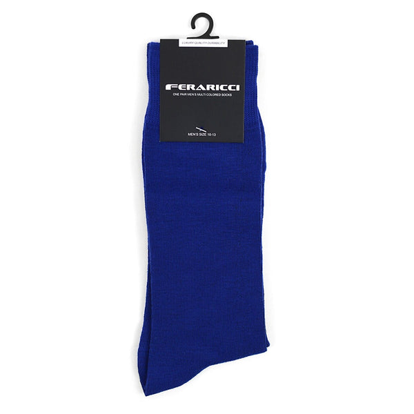 Men's Royal Blue Solid Crew Socks SELININY