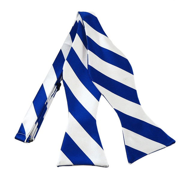 Royal Blue and White Stripe Self Tie Bow Tie TieOutlet.com