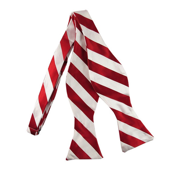 Red and White Stripe Self Tie Bow Tie