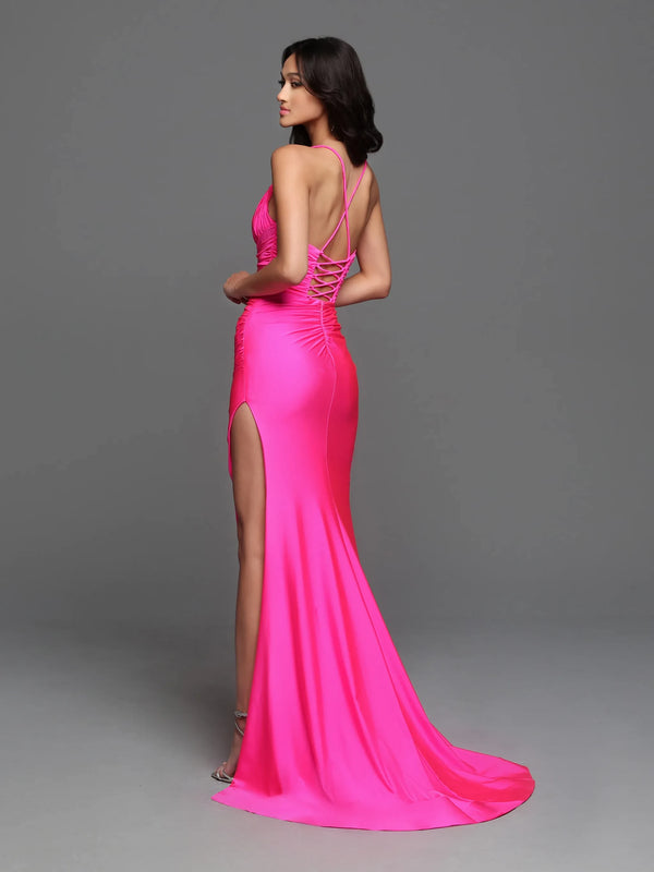 Sparkle Prom 72254 Neon Pink Stretch Knit Dress Sparkle Prom Collection