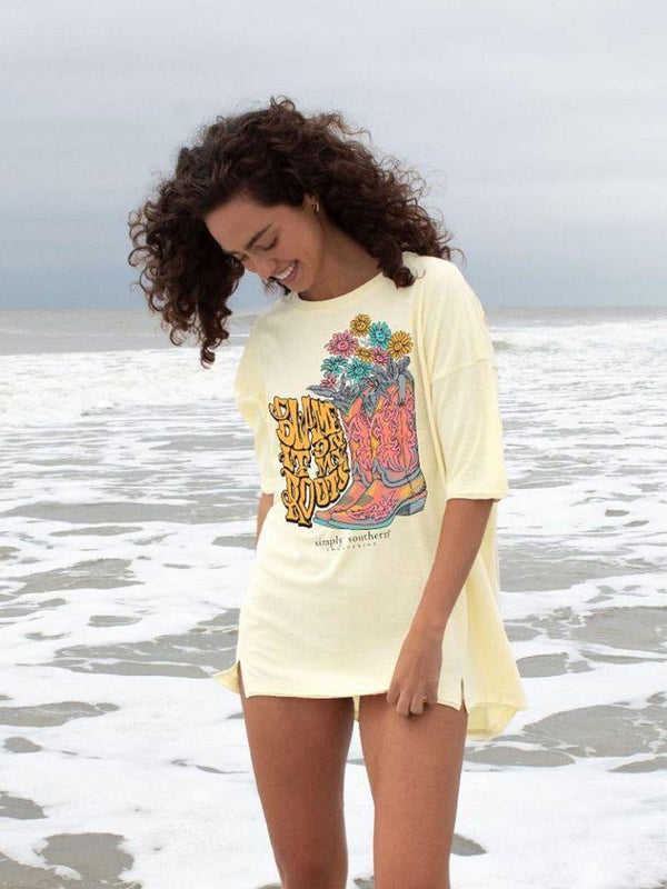 Simply Southern Blame it on My Roots Boxy Tee Simply SouthernÂ