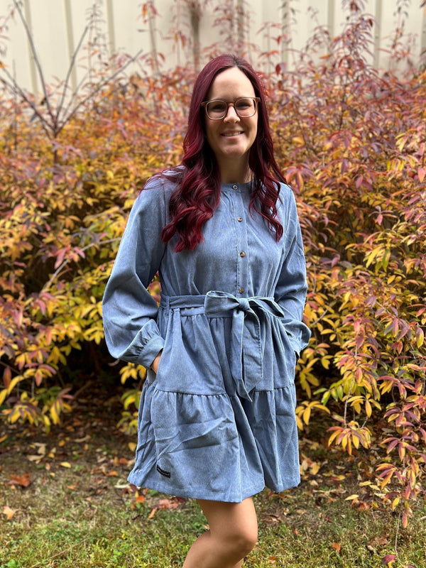 Simply Southern Bluestone Corduroy Belt Dress Simply Southern