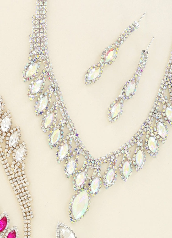 Marquise Petal V-Shape Necklace and Earring Set