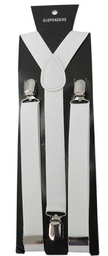 Adjustable Clip-on Suspenders - White TieOutlet.com