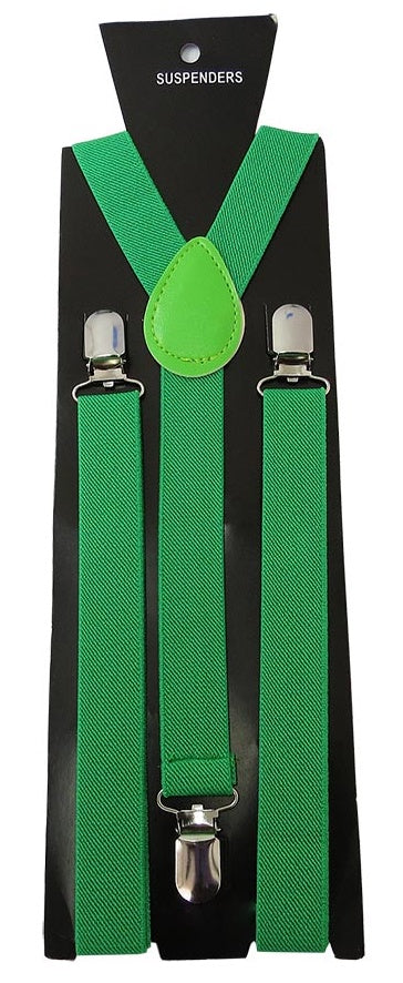 Adjustable Clip-on Suspenders - Green TieOutlet.com