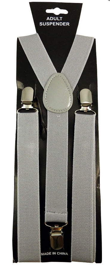 Adjustable Clip-on Suspenders - Grey Silver TieOutlet.com