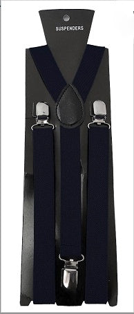 Adjustable Clip-on Suspenders - Navy Blue TieOutlet.com