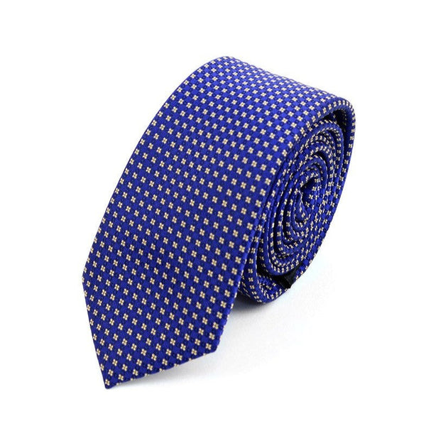 Purple Yellow Check Microfiber Woven Slim Tie SELININY