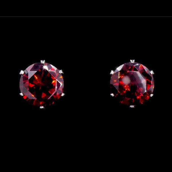 Cubic Zirconia Stud Earrings - SIAM (Red) Rhinestone Jewelry Corp