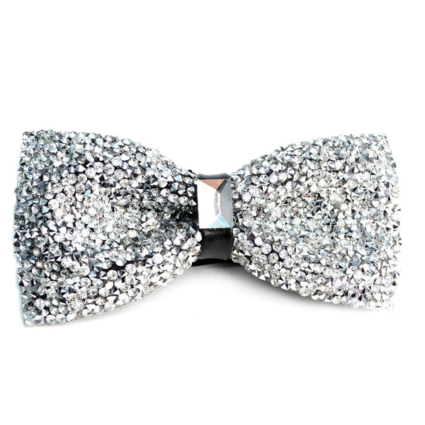 Silver Sparkling Crystal Men's Bow Tie