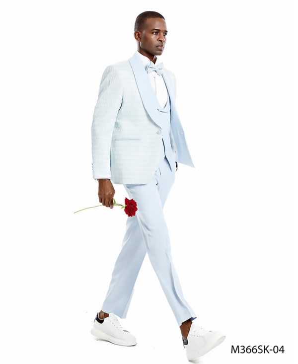 Sky Blue Print 4 Piece Fashion Suit by Tazzio Suits America