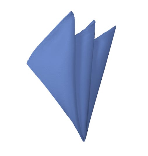 New Solid Satin Pocket Square - Steel Blue Manzini Neckwear