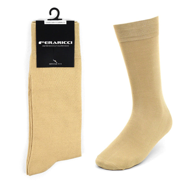 Men's Classic Neutrals Khaki Dress Socks SELININY