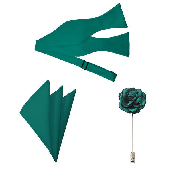 Teal Green Bow Tie, Pocket Square & Lapel Pin Set TieOutlet.com