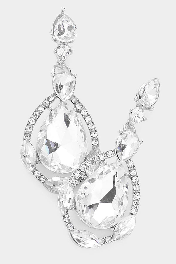 Rhinestone Teardrop Silver Earring Wona Trading Co