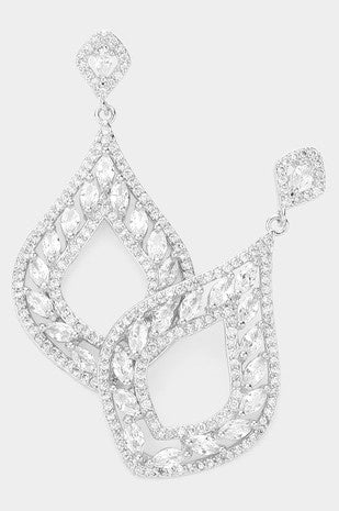 Clear Cubic Zirconia Stone Paved Teardrop Earrings Wona Trading Co