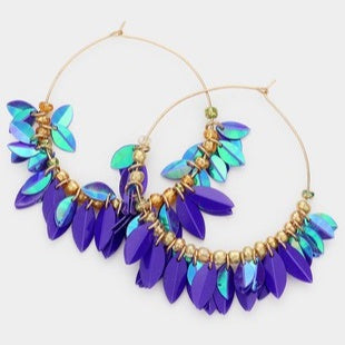 Open Circle Sequin Cluster Dangle Hoop Earrings Wona Trading CoÂ