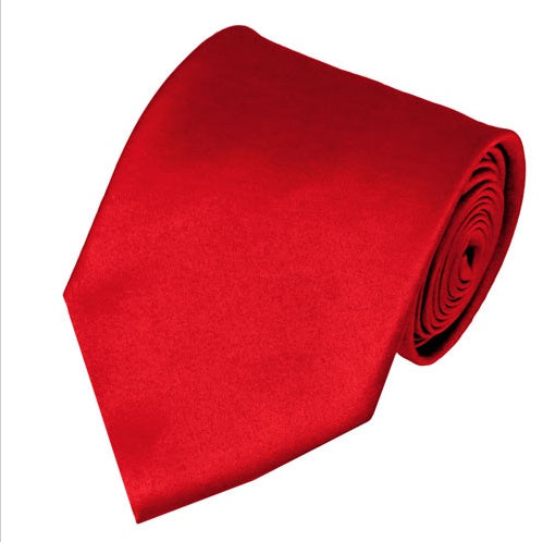 New Men's Red Solid Satin X-Long Tie Manzini Neckwear