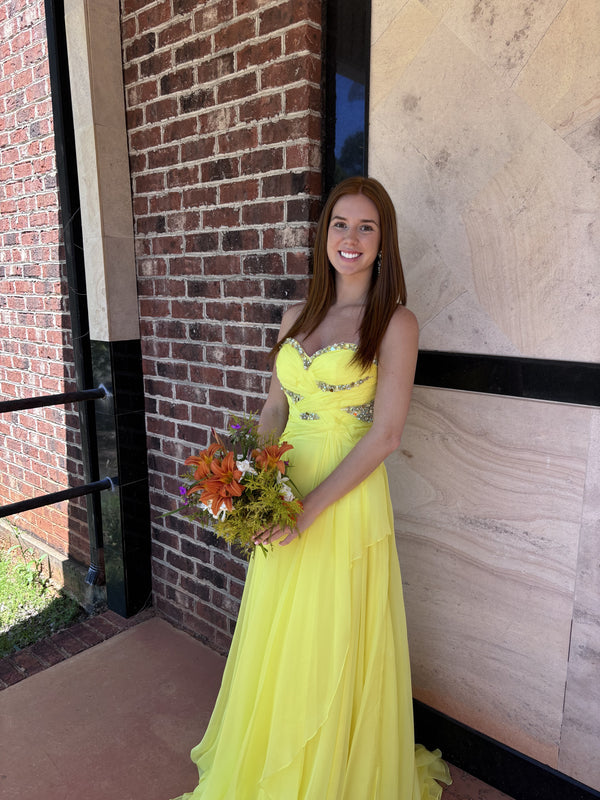 ALYCE Paris 6426 Yellow Sweetheart Chiffon Dress Alyce Paris