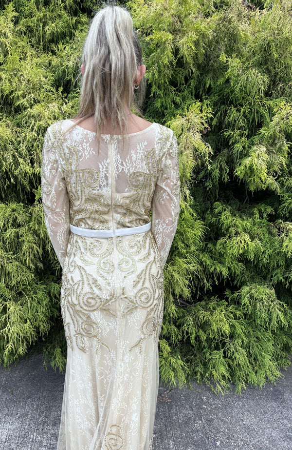 Cecilia Couture 1407 Champagne Gold Long Sleeve Dress Cecilia Couture