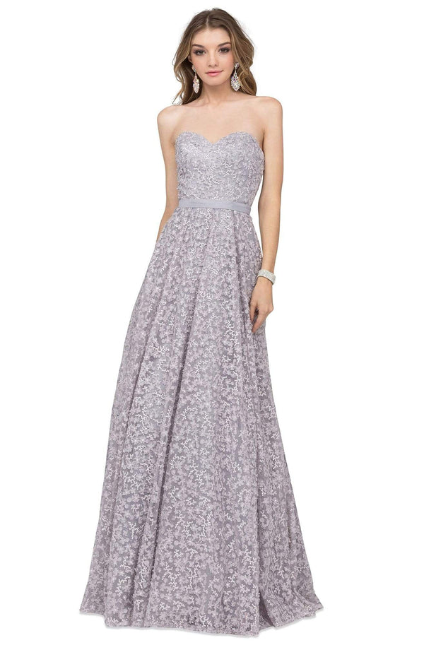 Cecilia Couture 1480 "Silver" Embroidered Lace A-Line Dress