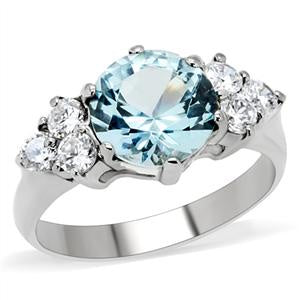 Aquamarine CZ Stainless Ring Fashion Jewelry