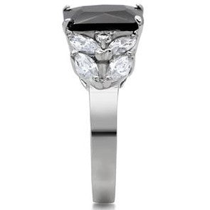 Radiant Cut Jet Black Cubic Zirconia Ring Fashion Jewelry