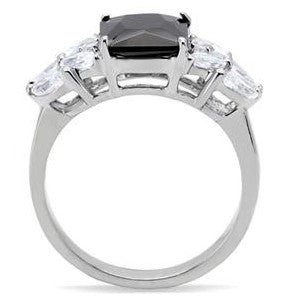 Radiant Cut Jet Black Cubic Zirconia Ring Fashion Jewelry