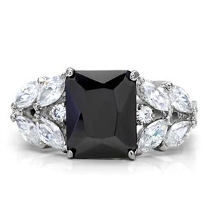 Radiant Cut Jet Black Cubic Zirconia Ring Fashion Jewelry