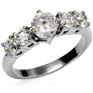 Cubic Zirconia Triple Round Stainless Ring Fashion JewelryÂ