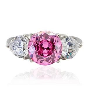 Rose Pink Cubic Zirconia Stainless Steel Ring Fashion JewelryÂ