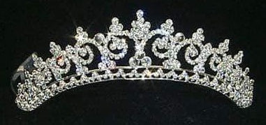 Contoured Princess Crystal Rhinestone Silver 1" Tiara Rhinestone Jewelry