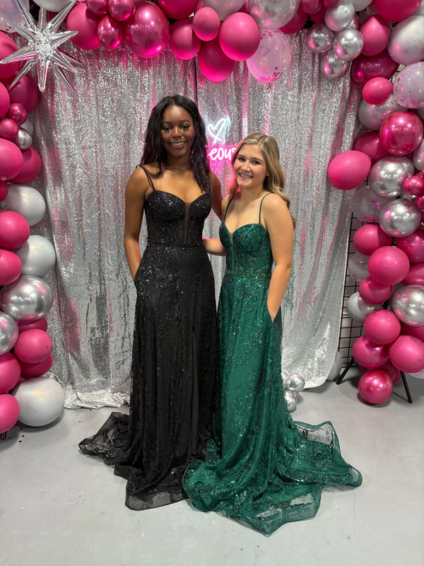 FLAIR Prom 25010 Glitter Tulle A-Line Dress FLAIR PromÂ