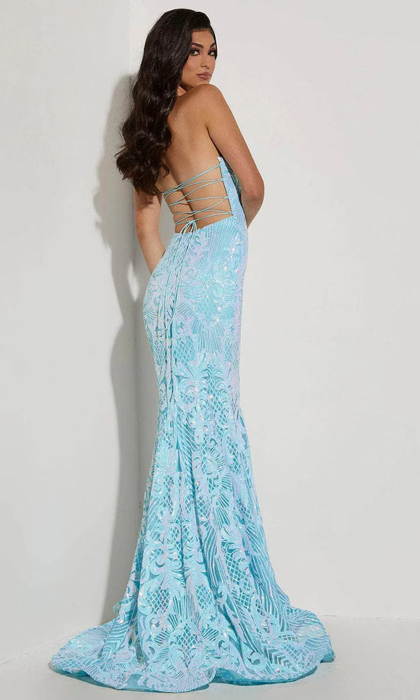 JASZ Couture 7430 Sequin Design Strapless Fitted Dress Jasz Couture