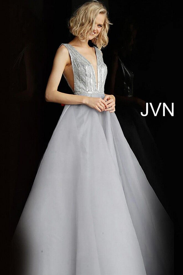 JVN by Jovani 62502 Silver Ballgown
