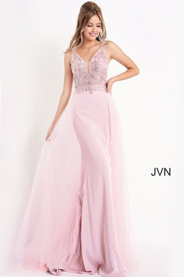 JVN by Jovani 02253 Light Pink Sheath Dress