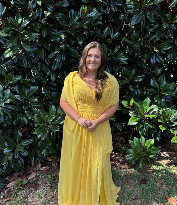Lucci Lu 93060 Sunflower Yellow Chiffon Dress
