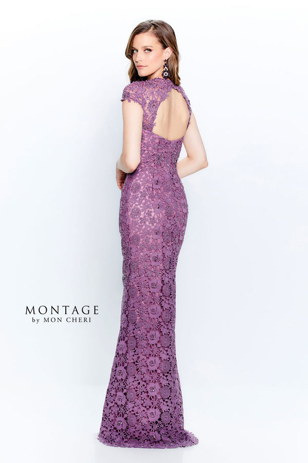 Montage 120912 Amethyst Lace Cap Sleeve Sheath Dress