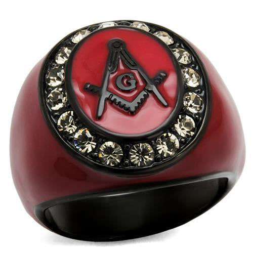 Crystal Black Diamond Red Masonic Ring Fashion Jewelry