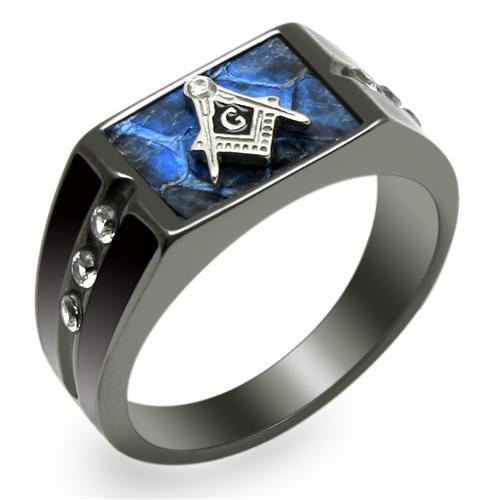 Masonic Blue Black Stainless Steel Ring Fashion JewelryÂ