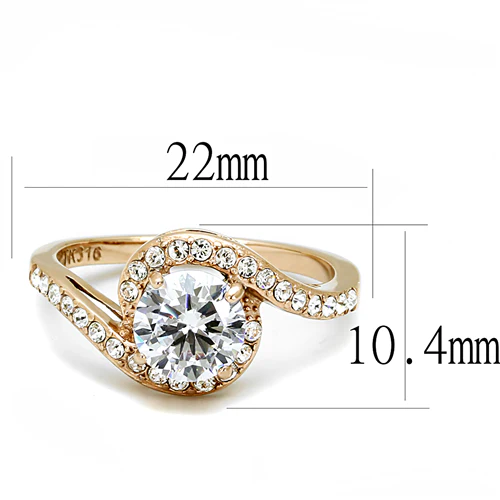 Rose Gold Cubic Zirconia Stainless Ring Fashion Jewelry