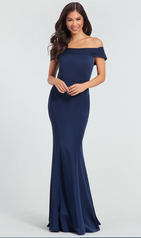 Private Collection AB200016 Dark Blue Off the Shoulder Bridesmaid / Mother of the Bride Dress