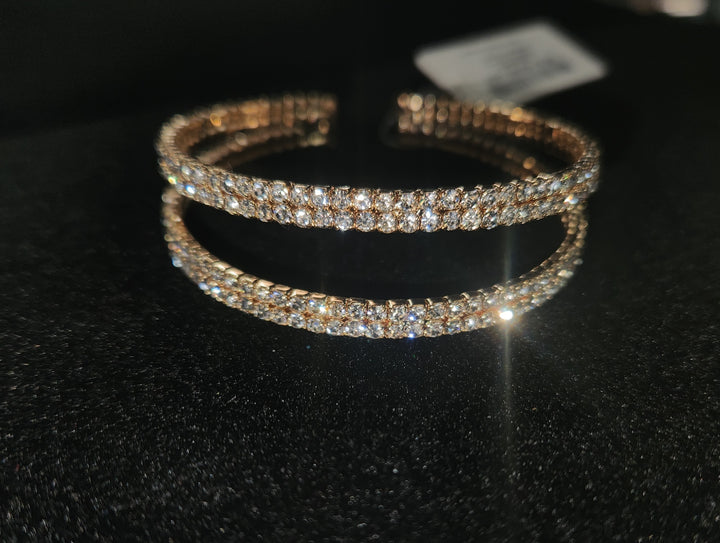 Gold Split Cuff Crystal Rhinestone Bracelet